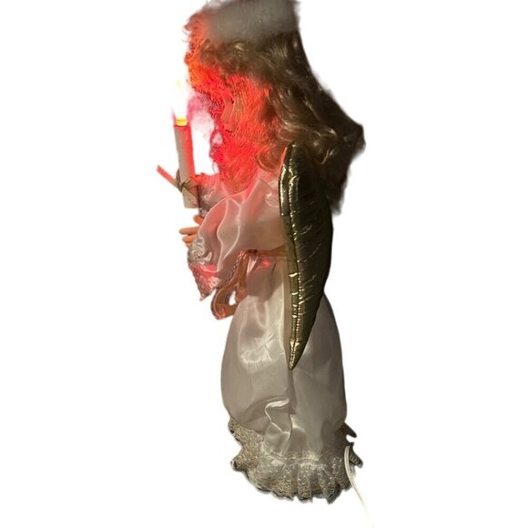 Vintage Illuminated Animated Angel 23 inch Doll Candle Golden Wings Holiday Chis - Picture 7 of 8